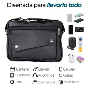 Mariconera Casual de Piel Unisex Ixaga Resistente Mod: Broche - Thumbnail Image 5