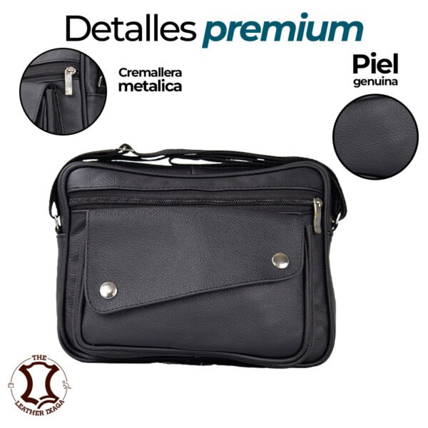 Mariconera Casual de Piel Unisex Ixaga Resistente Mod: Broche - Imagen 4
