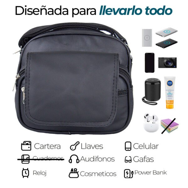Bandolera de Piel Compacta Casual Uso diario Resistente Mod: Media Carta - Imagen 4