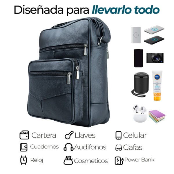 Bandolera de Piel Amplia Casual Uso Rudo Resistente - Imagen 5