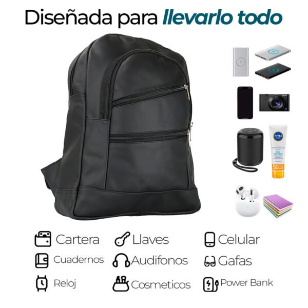 Mochila de Piel Casual Escolar Resistente Uso Rudo - Imagen 4