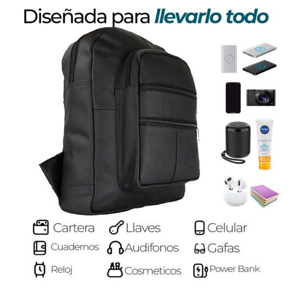 Mochila de Piel Casual Resistente Uso Rudo - Imagen 4