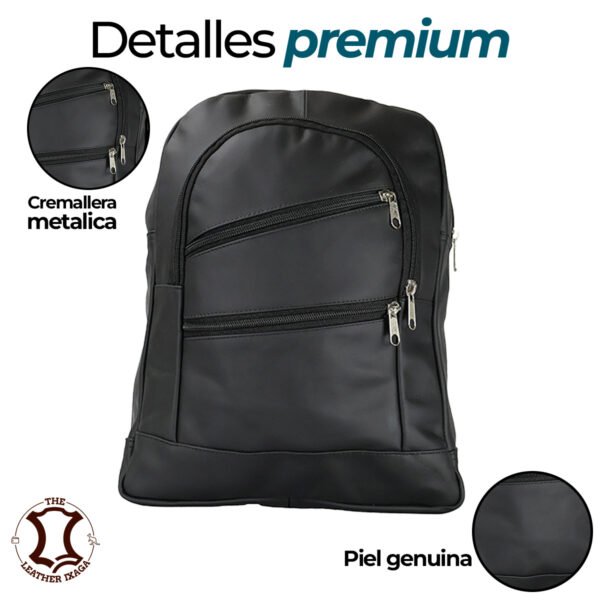 Mochila de Piel Casual Escolar Resistente Uso Rudo - Imagen 5