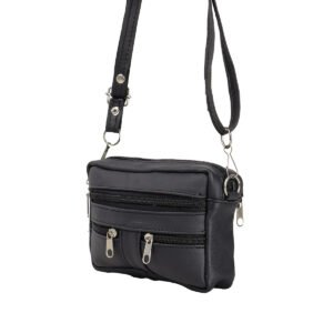 Bolsa Altair Crossbody Negra de Piel para Mujer con Múltiples Bolsillos - Thumbnail Image 7