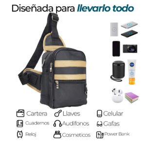 Pechera Táctica Urbana de Piel: Modelo Franjas Dinámico Resistente al Agua & Alto Tráfico - Thumbnail Image 7