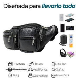 Cangurera Piel Genuina Uso Rudo: Doble Bolsa Repelente & Táctica Cuero - Ixaga - Thumbnail Image 6