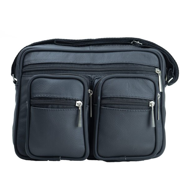 Bandolera Casual de Piel Unisex Ixaga Resistente Mod: Doble Bolsa - Imagen 2