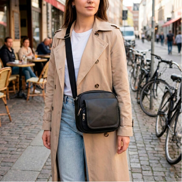 BANDOLERA DE PIEL NEGRA