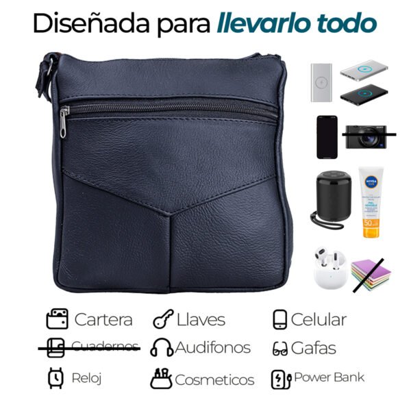 Bolsa Negra Ixaga Leather de Piel Genuina Crossbody para Mujer, Elegante - Imagen 4
