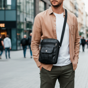 Mariconera de piel genuina para uso diario Mod: Broche