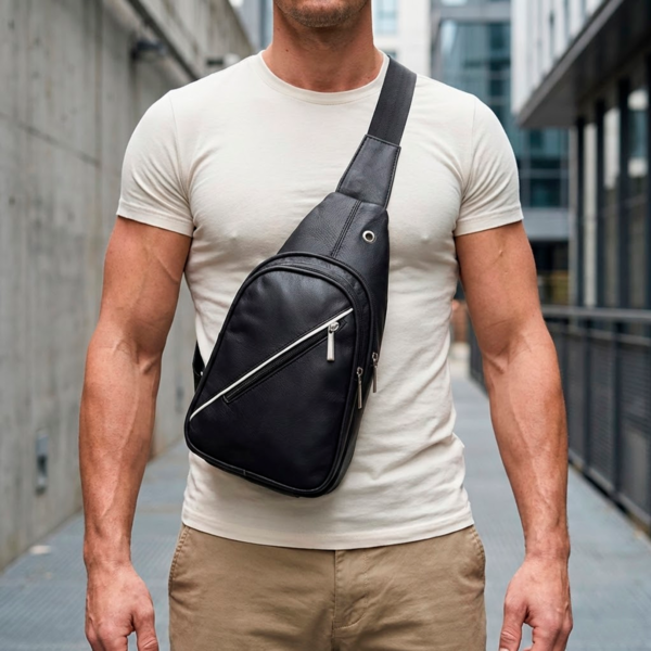 Pechera negra de piel