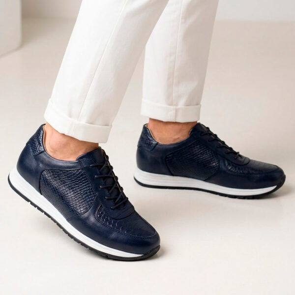 CALZADO DE PIEL AZUL HOMBRE