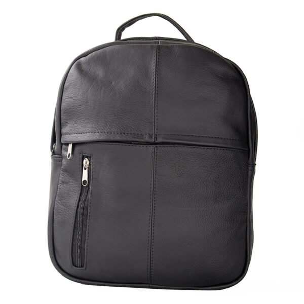 Mochila Negra de Piel Diseño Moderno y Compacto - Imagen 2