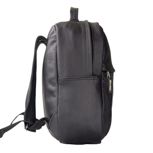 Mochila Negra de Piel Diseño Moderno y Compacto - Imagen 7