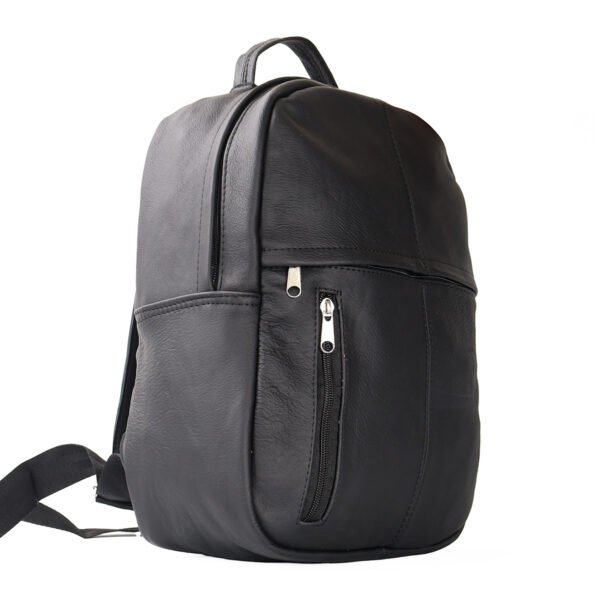 Mochila Negra de Piel Diseño Moderno y Compacto - Imagen 6