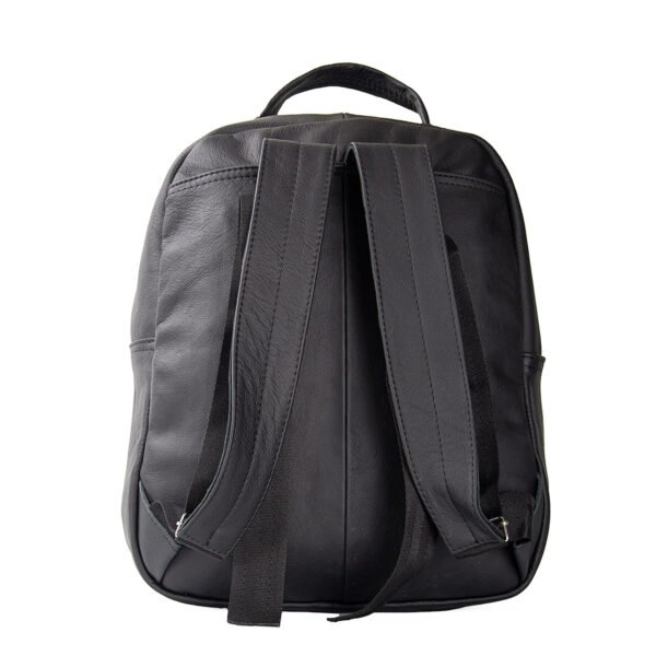 Mochila Negra de Piel Diseño Moderno y Compacto - Imagen 9