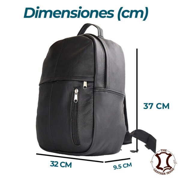 Mochila Negra de Piel Diseño Moderno y Compacto - Imagen 3